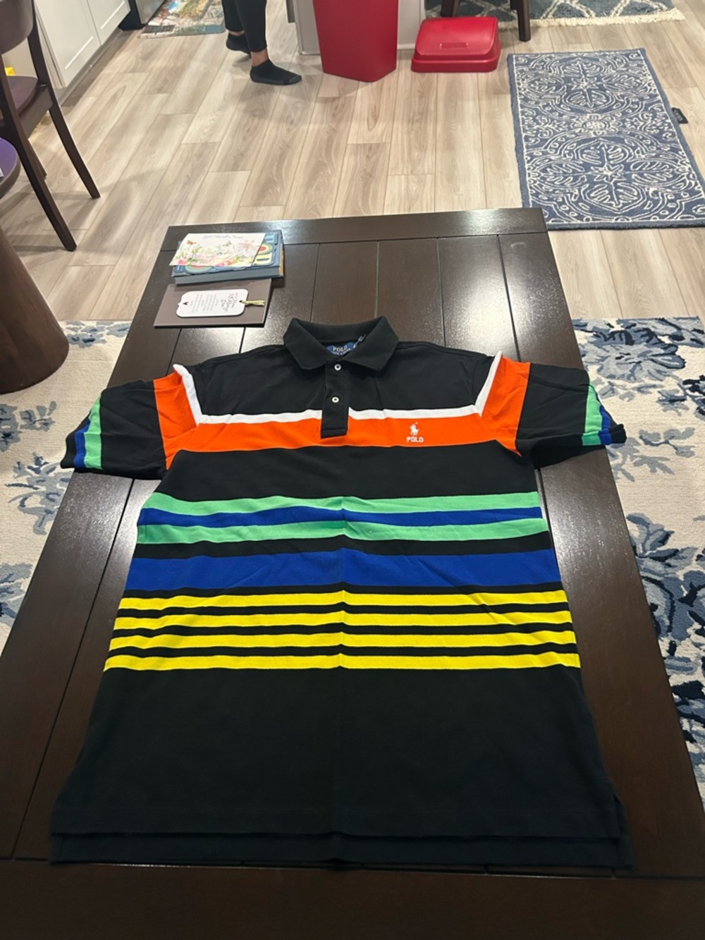 Polo Ralph Lauren Shirt with Multi stripes - Black, Orange, Blue, Green, Yellow